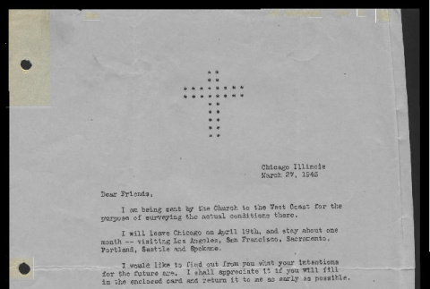 Letter from Rev. John M. Yamazaki, March 27, 1945 (ddr-csujad-55-789)