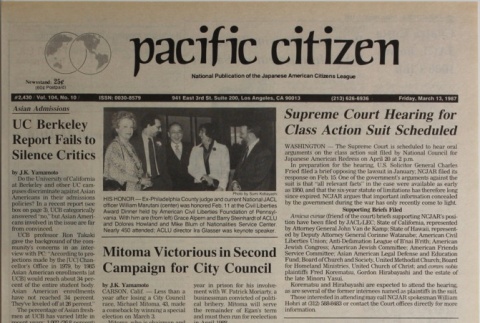 Pacific Citizen, Vol. 104, No. 10 (March 13, 1987) (ddr-pc-59-10)