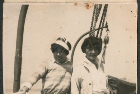 Two women on a boat (ddr-densho-523-47)