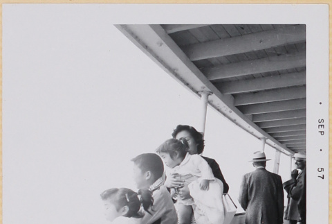 Yoshiko, William, Leslie and Susan on a boat (ddr-densho-522-563)