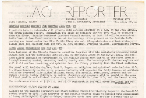 Seattle Chapter, JACL Reporter, Vol. XIII, No. 10, October 1976 (ddr-sjacl-1-259)