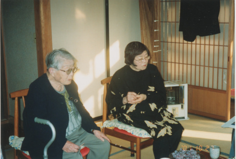 Tomoye Takahashi seated with unidentified woman (ddr-densho-422-571)