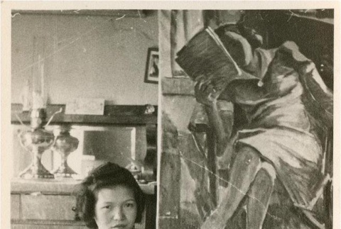 Nisei woman with painting (ddr-densho-174-13)
