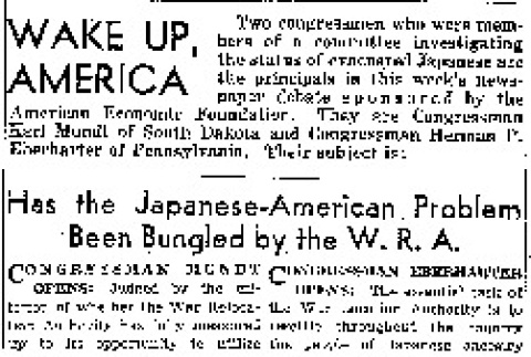 Wake Up, America. Has the Japanese-American Problem Been Bungled by the W.R.A. (October 19, 1943) (ddr-densho-56-966)
