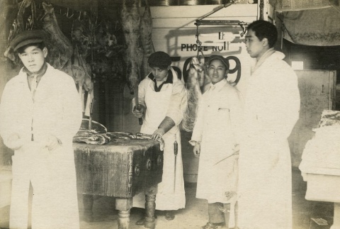 Issei workers in butcher shop (ddr-densho-182-167)