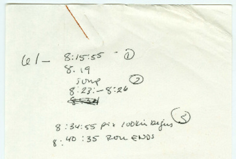 Betacam timing notes for Nisei Soldier (ddr-densho-1007-1511)
