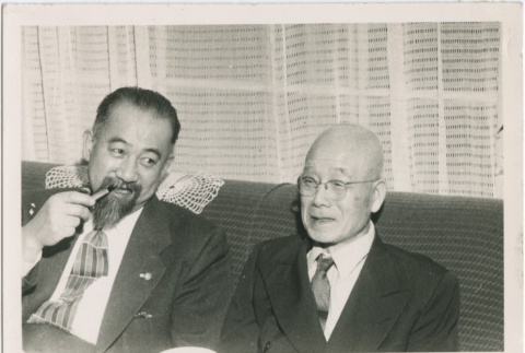 Masahide Yamashita sitting with another man (ddr-densho-296-5)
