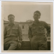 Two soldiers in front of building in Italy (ddr-densho-368-49)