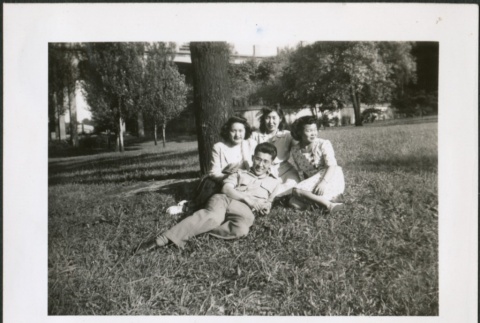 A group of friends in a park (ddr-densho-298-186)