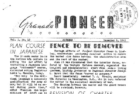 Granada Pioneer Vol. I No. 13 (December 5, 1942) (ddr-densho-147-13)