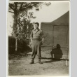 Japanese American soldier outside tent (ddr-densho-201-158)