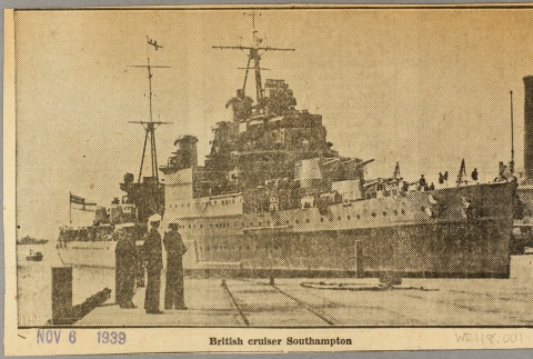 Clipping photograph of the HMS Southampton (ddr-njpa-13-553)