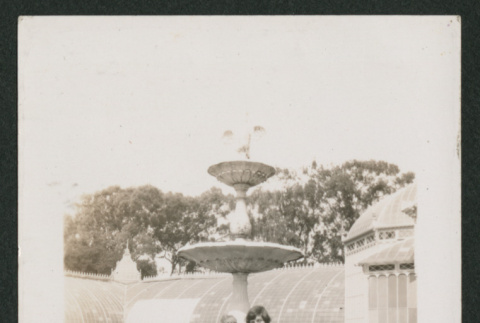 two people sitting on a fountain (ddr-densho-378-766)
