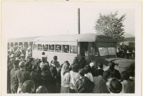 Crowds around a new bus (ddr-densho-37-1267)