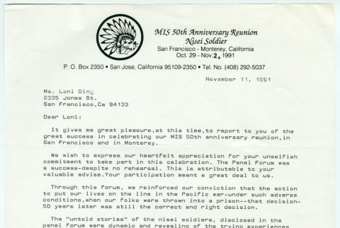 Letter from Tom Sakamoto to Loni Ding (ddr-densho-1007-1447)