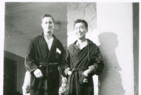 Two in robes on stairs (ddr-densho-1007-768)