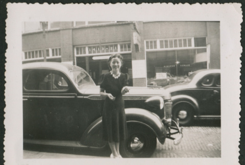Woman in front of car (ddr-densho-359-157)