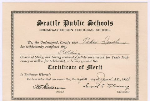 Certificate of Merit (ddr-densho-477-192)