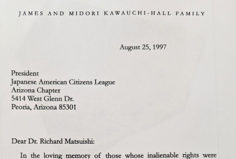 Letter to Richard Matsuishi from Stephan Hall (ddr-densho-553-6)