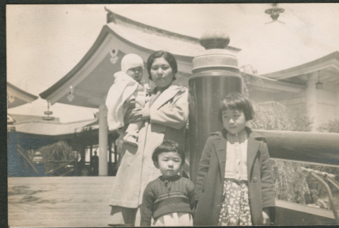 Woman with three children (ddr-densho-293-128)