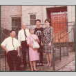 Five people standing outside building (ddr-densho-523-442)