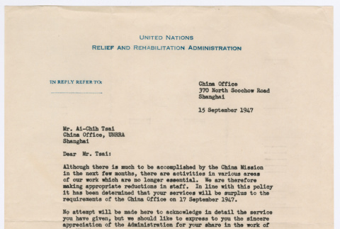 Letter from J. B. Condron to Ai Chih Tsai (ddr-densho-446-252)