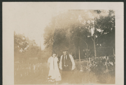 man and woman in garden (ddr-densho-378-628)