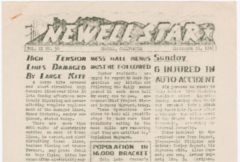The Newell Star, Vol. II, No. 38 (September 21, 1945) (ddr-densho-284-86)