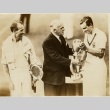 Fred Perry being awarded a tennis trophy (ddr-njpa-1-1282)