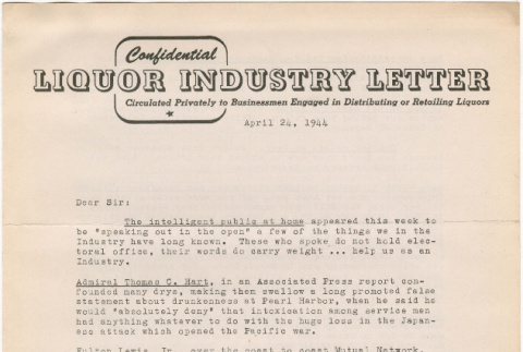 Liquor Industry Letter (ddr-densho-319-595)