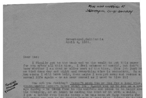 Letter from Lea Perry to Kazuo Ito and family, April 4, 1951 (ddr-csujad-56-129)