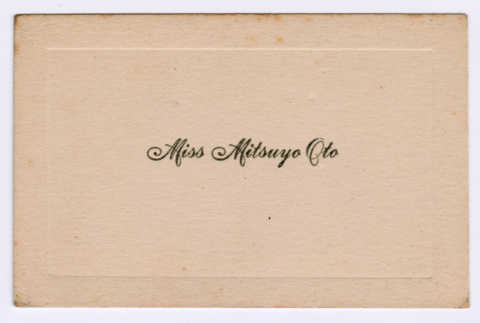 Mitsuyo Oto's graduation name card (ddr-densho-550-106)