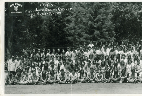 Group photograph of the Lake Sequoia Retreat campers, 1970 (ddr-densho-336-288)