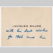 Notecard to William Iino from Jacques Baume (ddr-densho-368-253)