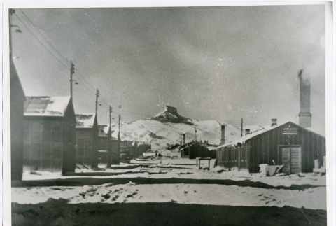 Heart Mountain Relocation Center showing barracks which occupied by the Japanese Americans, during WWII in Wyoming (ddr-densho-122-724)
