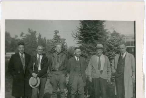 Six men pose outdoors (ddr-densho-377-1642)