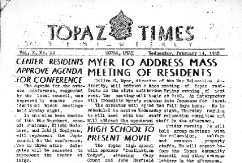 Topaz Times Vol. X No. 13 (February 14, 1945) (ddr-densho-142-381)