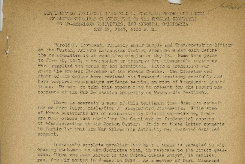 Statement of Testimony of Harold E. Townsend Before the House of Representatives Subcommittee of the Special Committee on Un-American Activities (ddr-densho-171-210)