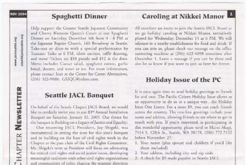 Seattle Chapter, JACL Reporter, Vol. 41, No. 11, November 2004 (ddr-sjacl-1-523)