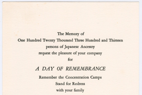 Invitation to first Day of Remembrance at Puyallup (ddr-densho-122-353)