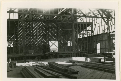 Interior of auditorium under construction (ddr-densho-37-1328)
