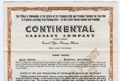 Continental Casualty Company Insurance policy (ddr-densho-501-124)