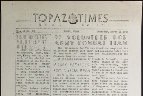 Topaz Times Vol. II No. 58 (March 11, 1943) (ddr-densho-142-121)