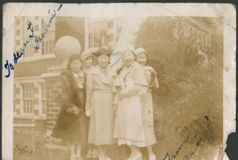 Five women outside building (ddr-densho-316-201)