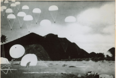 Photo of a painting of Japanese paratroopers (ddr-densho-299-233)