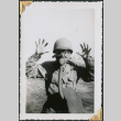 Man wearing gas mask (ddr-densho-434-329)