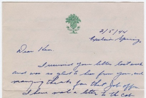 Letter to Kaneji Domoto from George (ddr-densho-329-464)