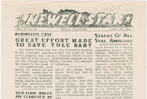 The Newell Star, Vol. II, No. 32 (August 10, 1945) (ddr-densho-284-80)