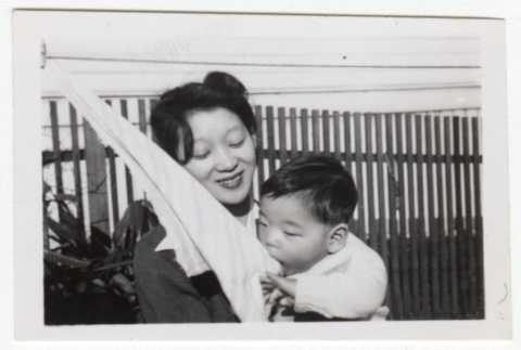 Tamako Tokuda holding child (ddr-densho-383-468)