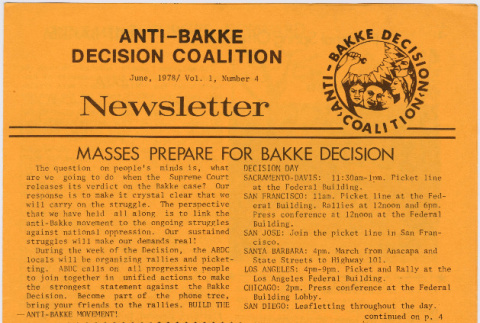 Anti-Bakke Decision Coalition Newsletter Vol. 1, No. 4 (ddr-densho-444-49)